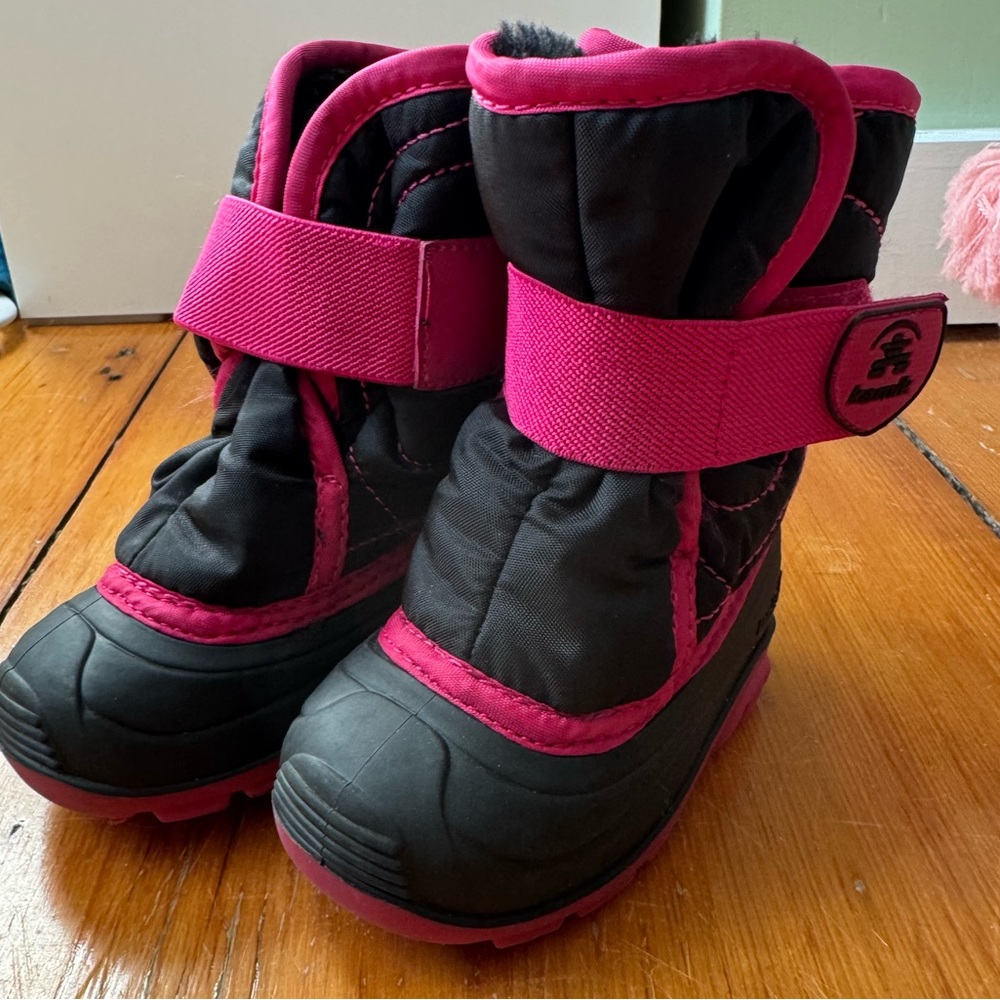 Kamik Black and Pink Toddler Snow Boots